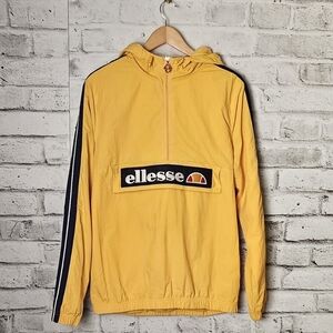 NWT Ellesse Heritage Yellow Windbreaker Logo Jacket Hooded Size Small